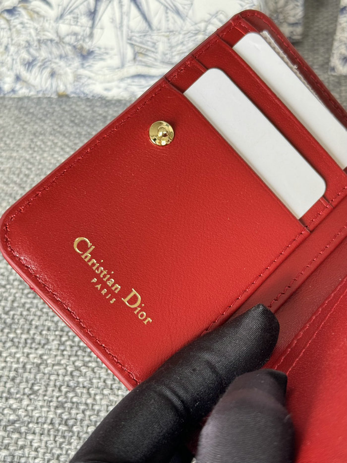 Lady Dior Patent Scarlet Wallet Red S5032