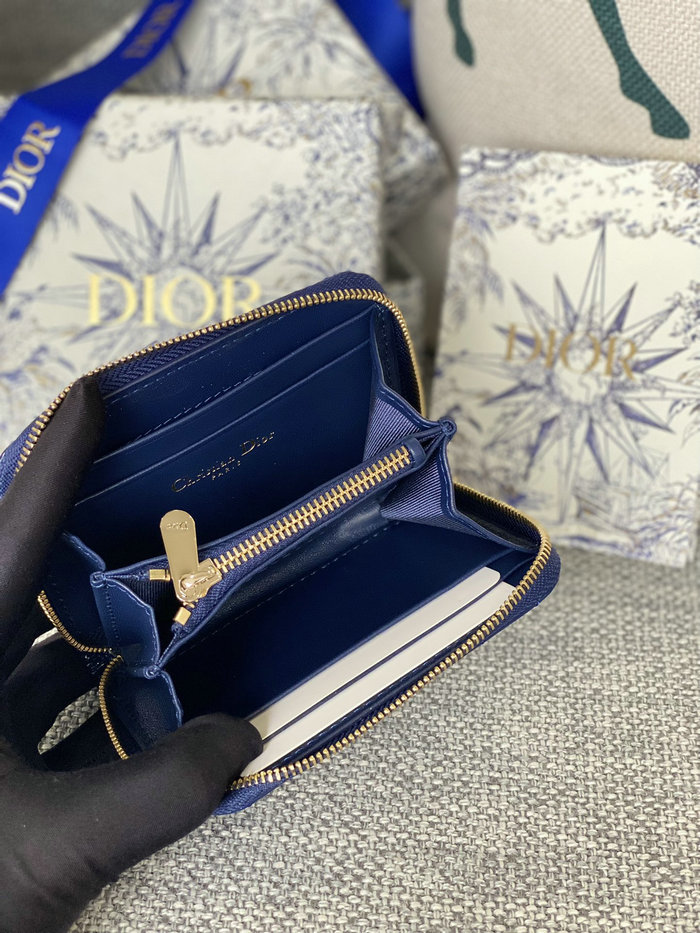 Lady Dior Patent Voyageur Small Coin Purse Blue S0985