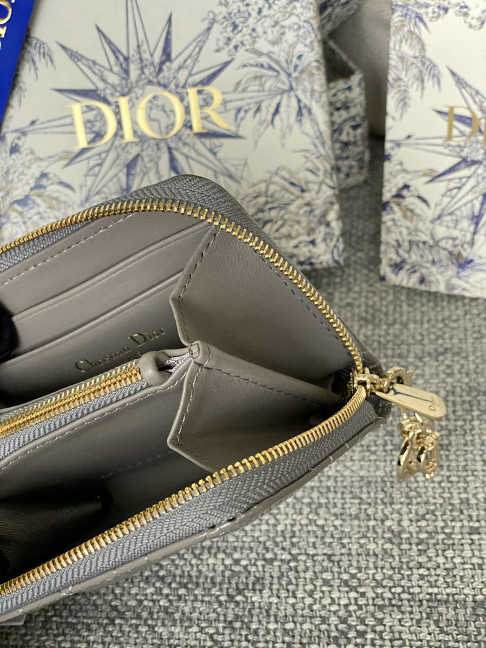Lady Dior Patent Voyageur Small Coin Purse Grey S0985