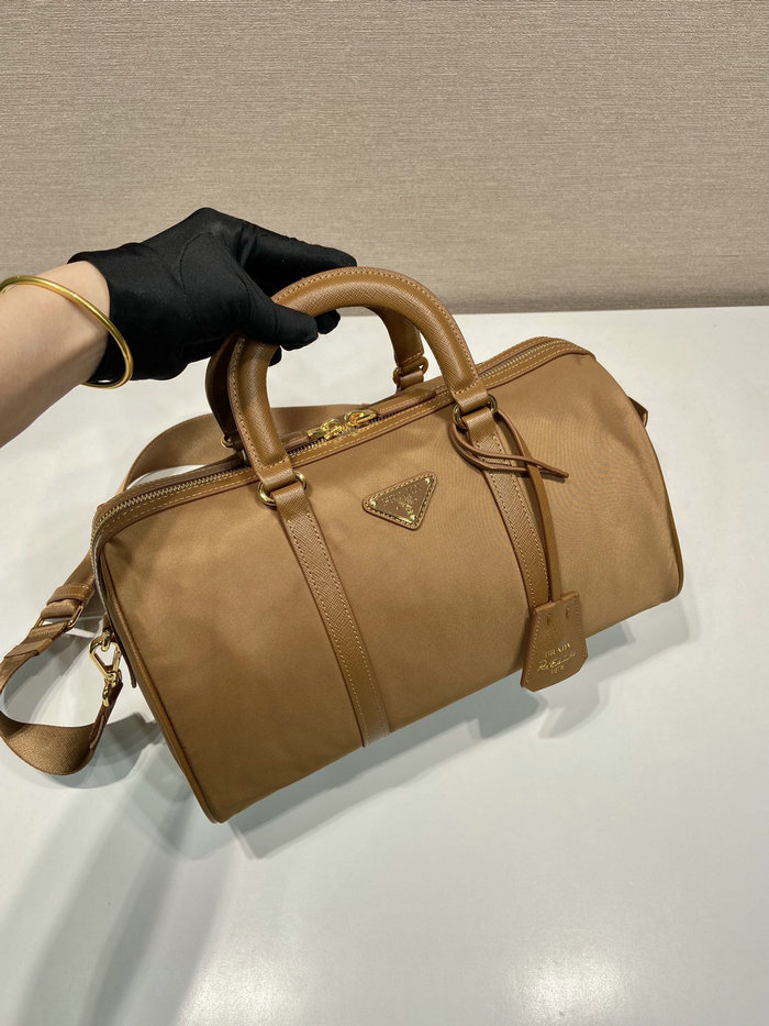 Prada Nylon Top Handle Bag Tan 1BB233