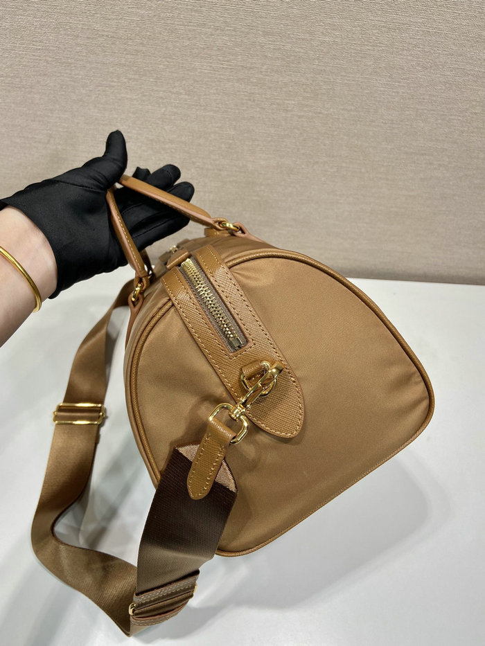 Prada Nylon Top Handle Bag Tan 1BB233