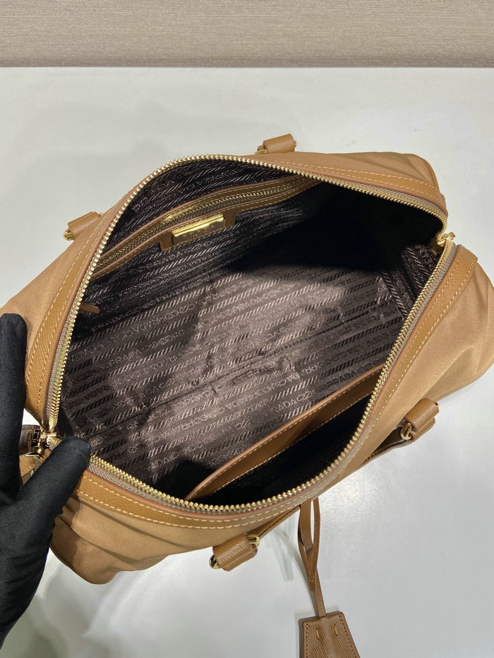Prada Nylon Top Handle Bag Tan 1BB233