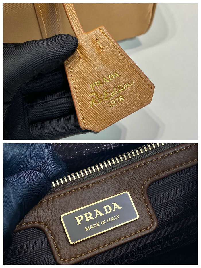 Prada Nylon Top Handle Bag Tan 1BB233