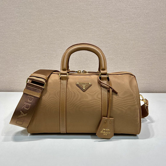 Prada Nylon Top Handle Bag Tan 1BB233