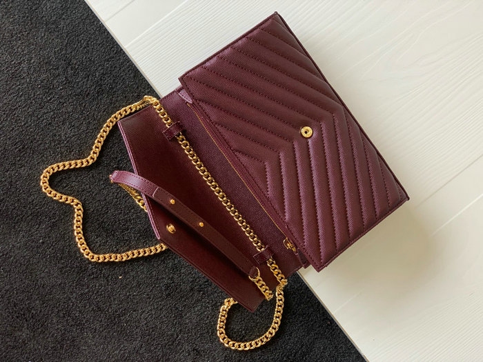 Saint Laurent Chain Wallet Burgundy 360452