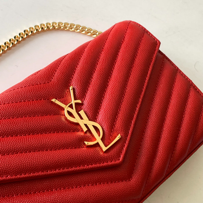 Saint Laurent Chain Wallet Red 360452