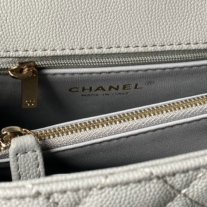 Chanel Flap Bag With Top Handle Grey A92991