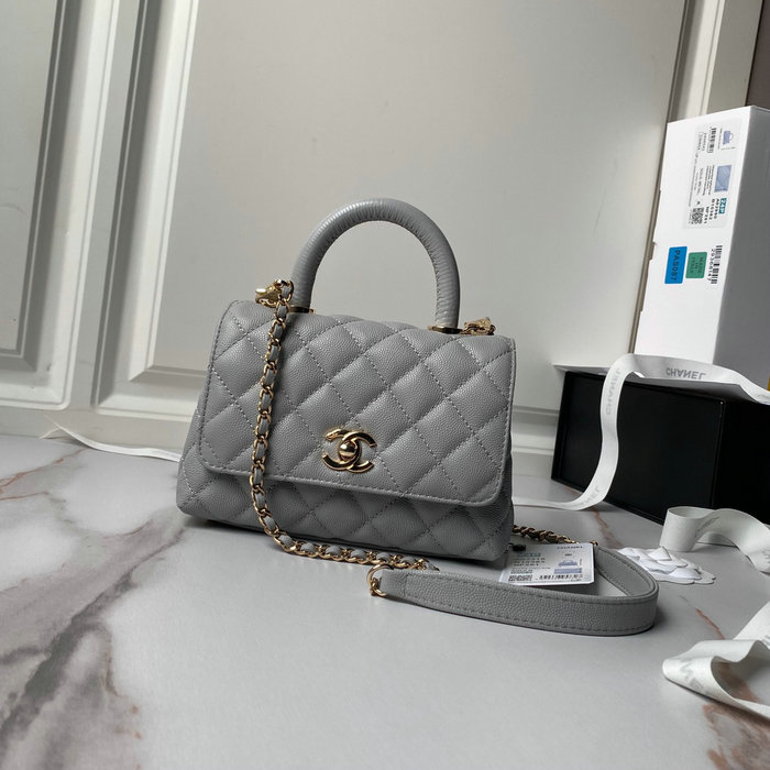 Chanel Mini Flap Bag with Top Handle Grey AS2215