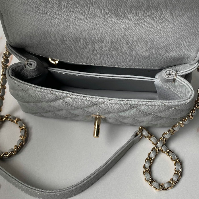 Chanel Mini Flap Bag with Top Handle Grey AS2215