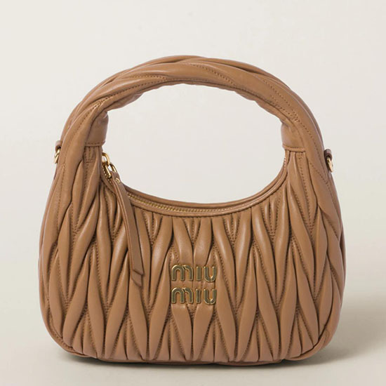 Miu Miu Wander Nappa Leather Hobo Bag Caramel 5BC125