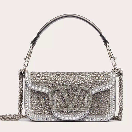 Valentino Small Loco Shoulder Bag Silver V5013