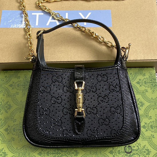 Gucci Crystal GG Mini Shoulder Bag Black 675799