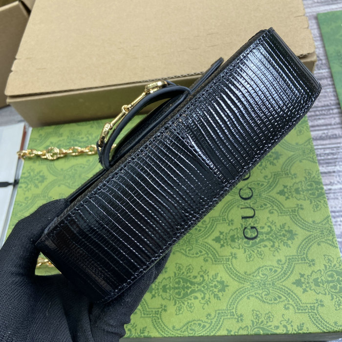 Gucci Horsebit 1955 GG Crystal Mini Bag Black 675801