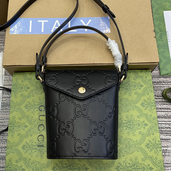 Gucci Souffle Leather Shoulder Bag Black 772795