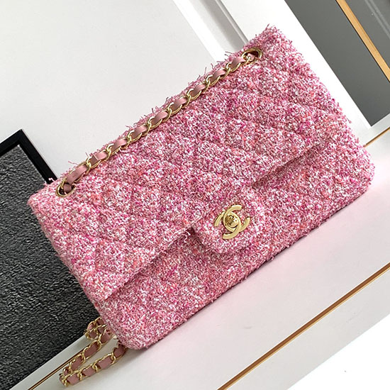 Medium Chanel Tweed Bag Pink A1112