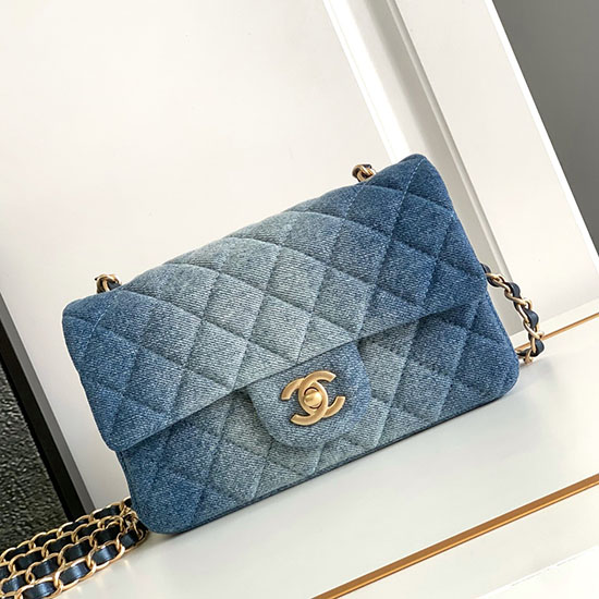 Small Chanel Denim Bag Blue A1116