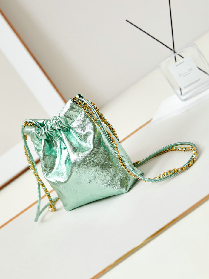 Chanel 22 Mini Handbag AS3980 Metallic Green