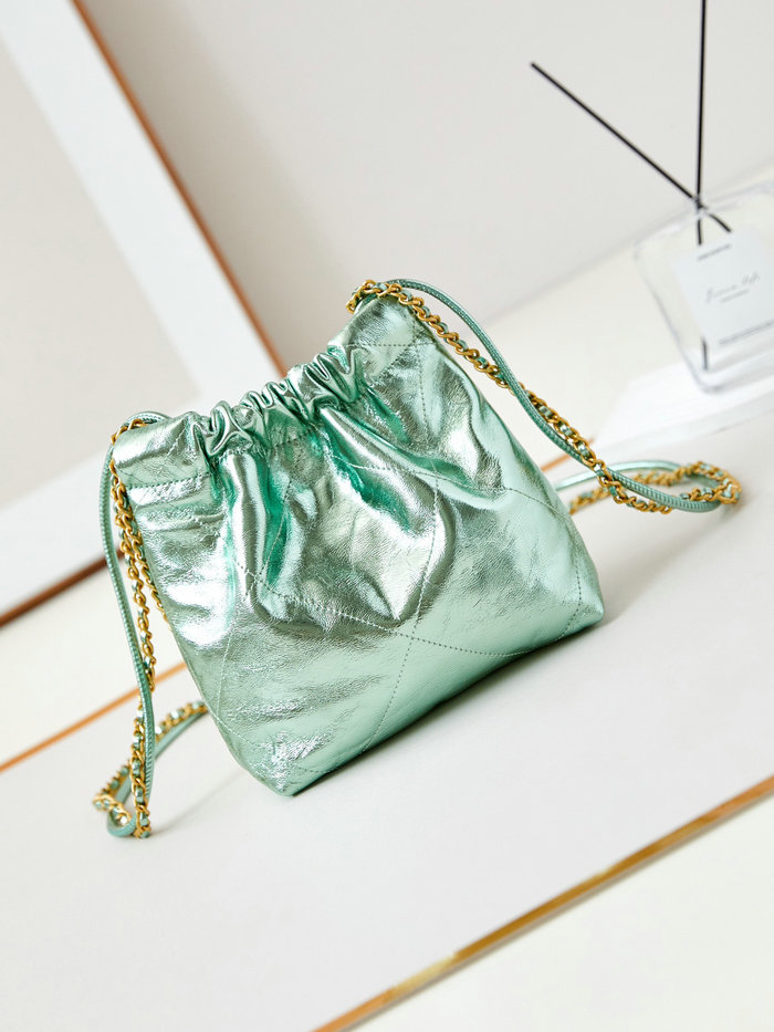 Chanel 22 Mini Handbag AS3980 Metallic Green