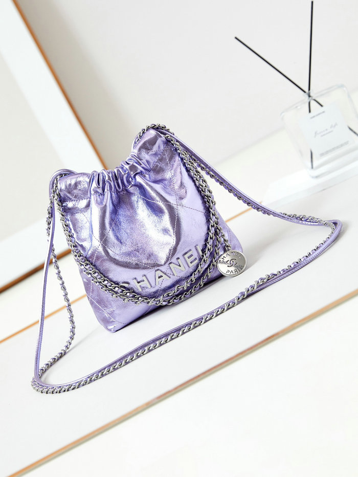 Chanel 22 Mini Handbag AS3980 Metallic Purple