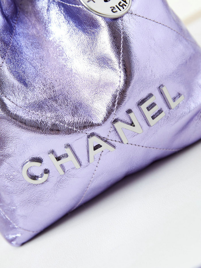 Chanel 22 Mini Handbag AS3980 Metallic Purple