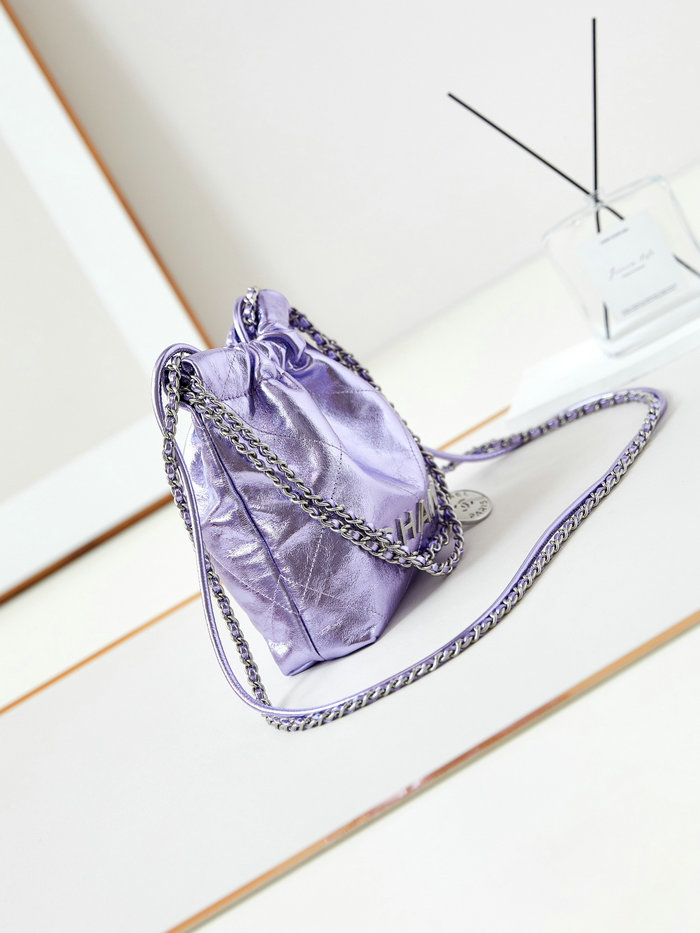 Chanel 22 Mini Handbag AS3980 Metallic Purple