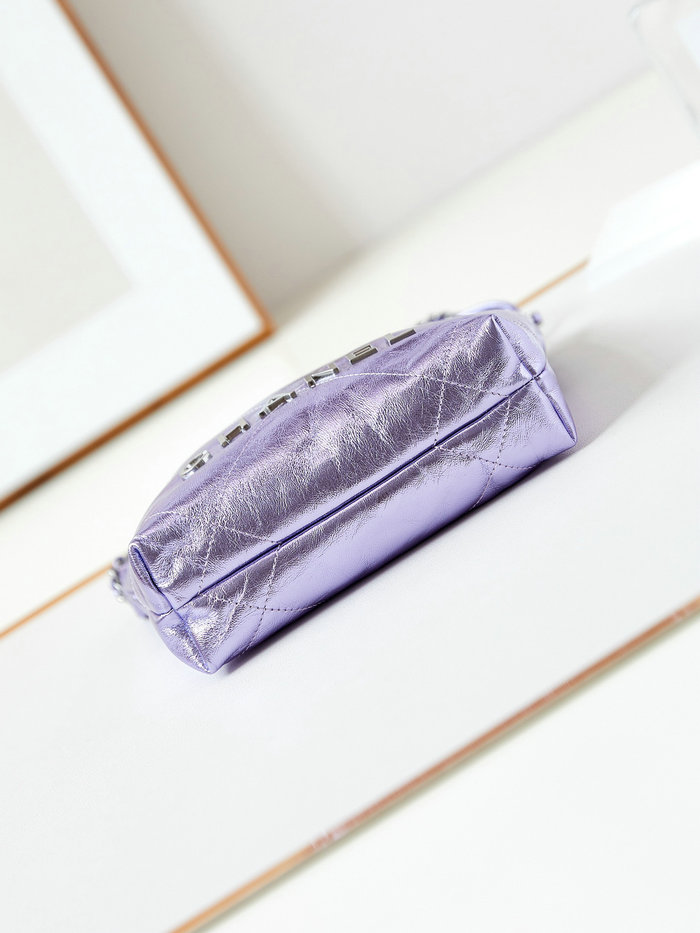 Chanel 22 Mini Handbag AS3980 Metallic Purple