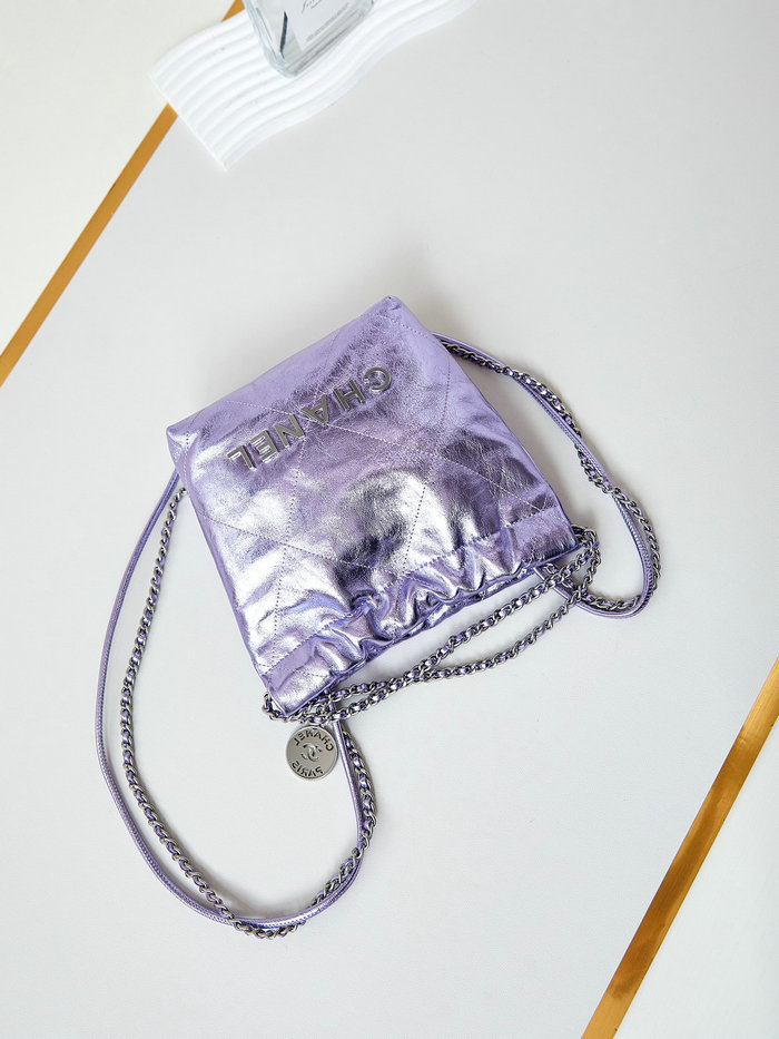 Chanel 22 Mini Handbag AS3980 Metallic Purple