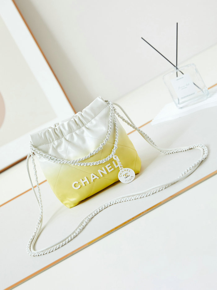 Chanel 22 Mini Handbag AS3980 Yellow and White
