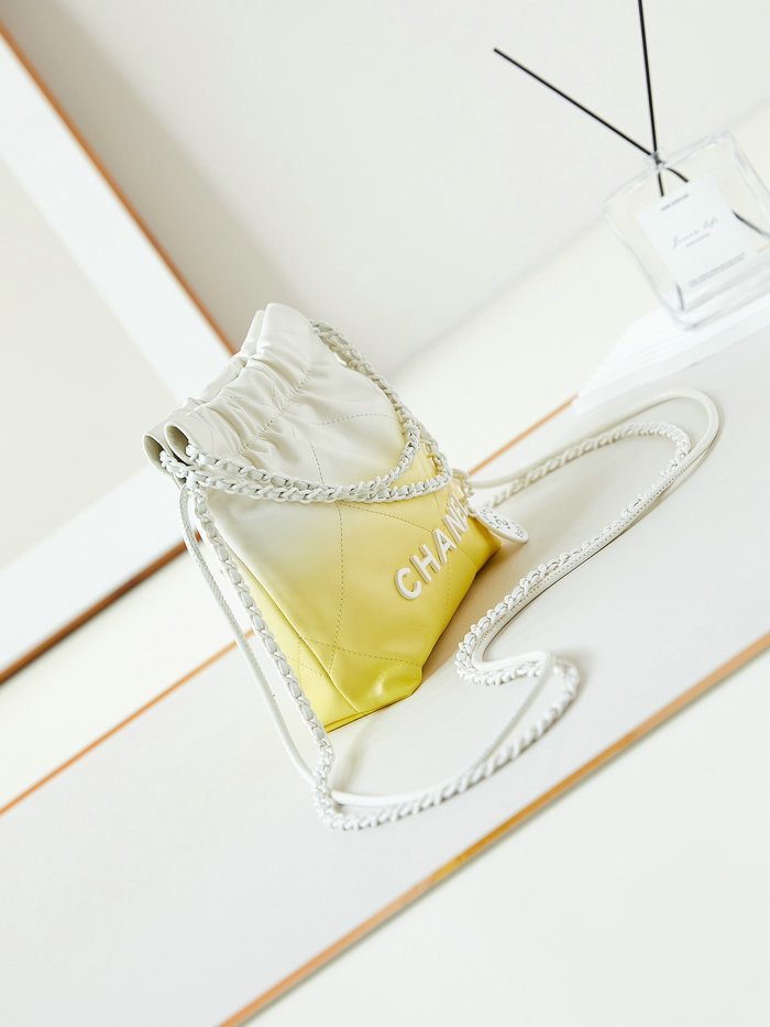 Chanel 22 Mini Handbag AS3980 Yellow and White