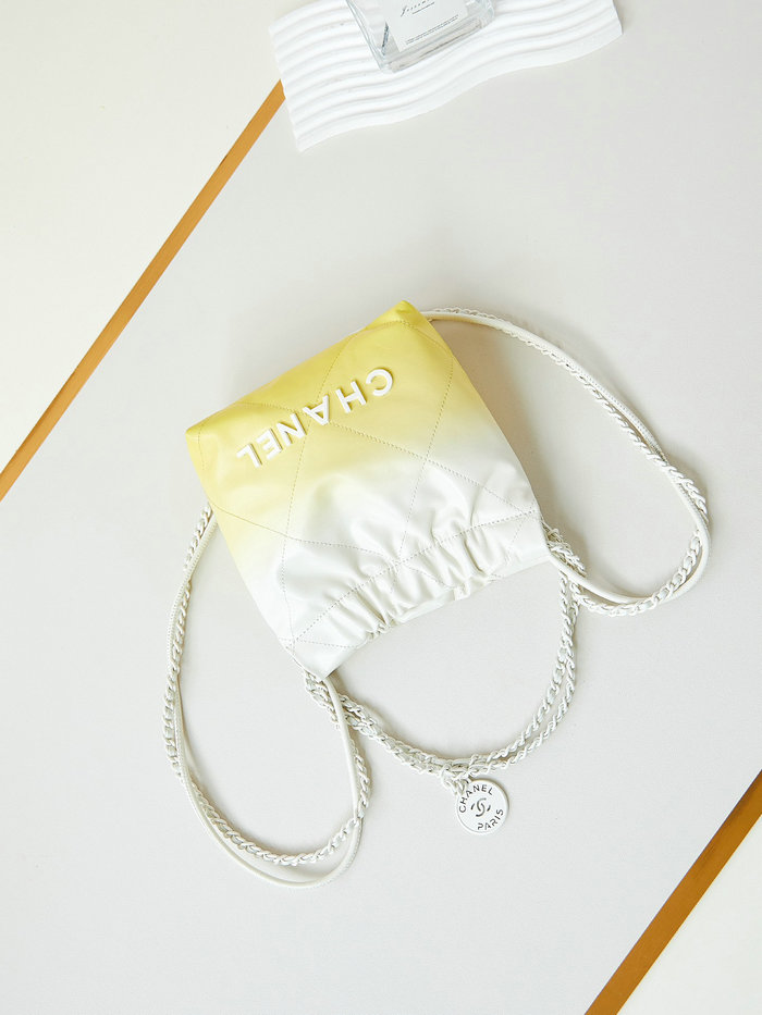 Chanel 22 Mini Handbag AS3980 Yellow and White