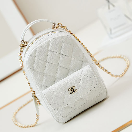 Chanel Grain Calfskin Mini Backpack AP3753 White