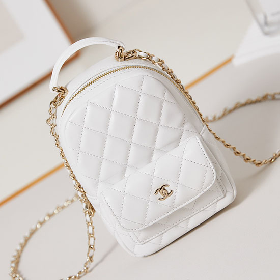 Chanel Lambskin Mini Backpack AP3753 White