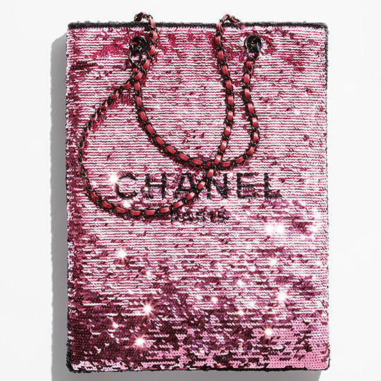 Chanel Sequins Shopping Bag Dark Pink AS4856