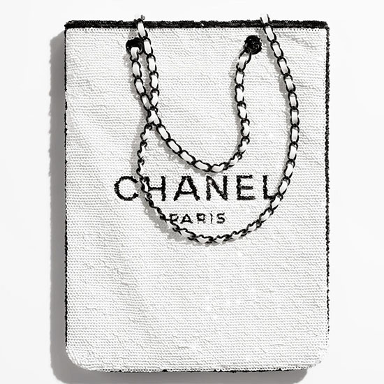 Chanel Sequins Shopping Bag White AS4856