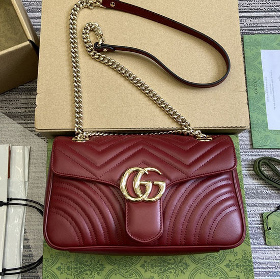 Gucci GG Marmont Small Shoulder Bag Rosso Ancora 443497