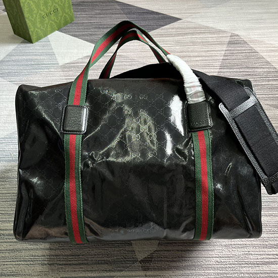 Gucci Medium Duffle Bag with Web Black 758664