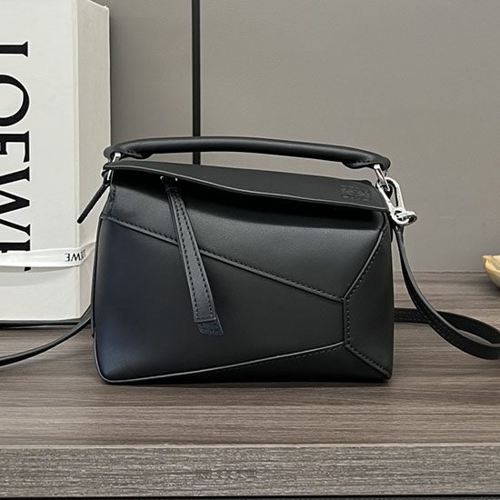 Loewe Satin Calfskin Mini Puzzle Bag Black L062212