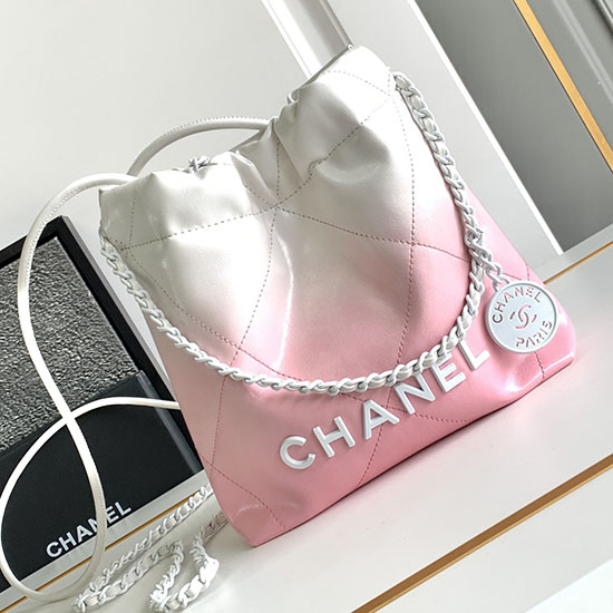 Mini Chanel 22 Handbag Pink and White AS3980