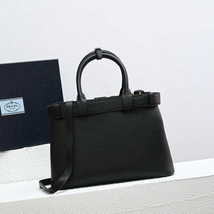 Prada Buckle Small Leather Handbag Black 1BA434