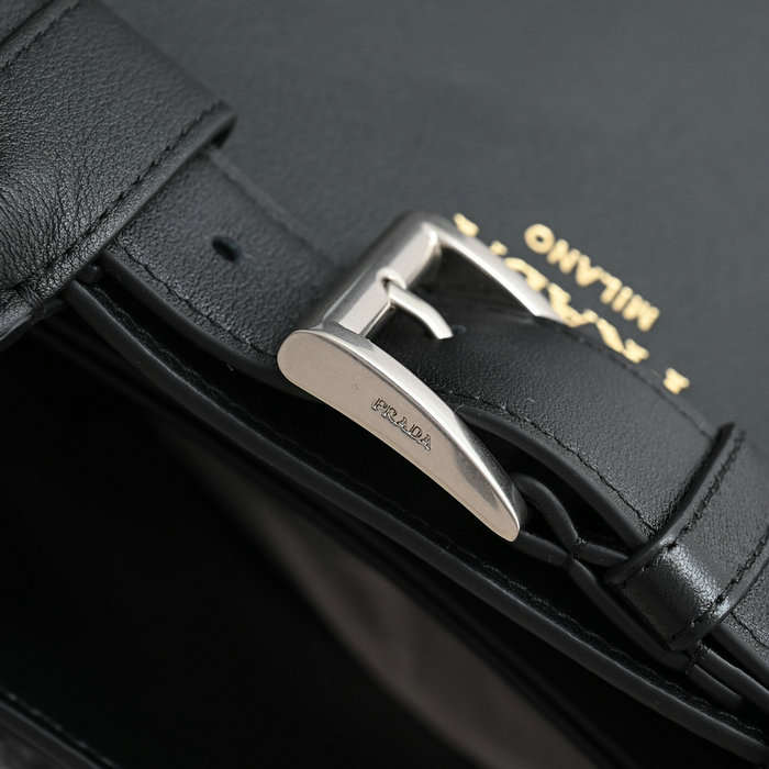 Prada Buckle Small Leather Handbag Black 1BA434