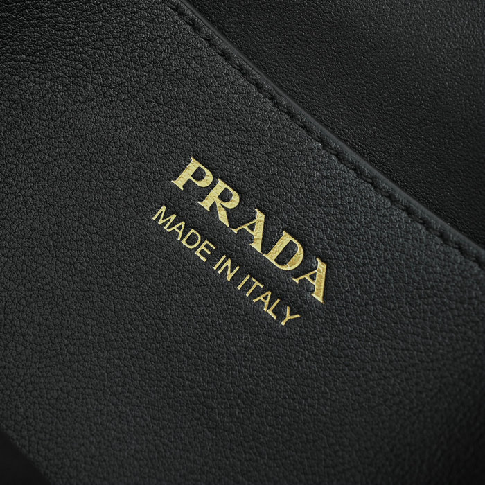 Prada Buckle Small Leather Handbag Black 1BA434