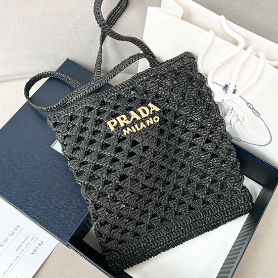 Prada Crochet Tote Bag 1BG493 Black