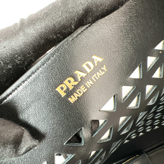 Prada Large perforated leather tote bag 1BG503 Black