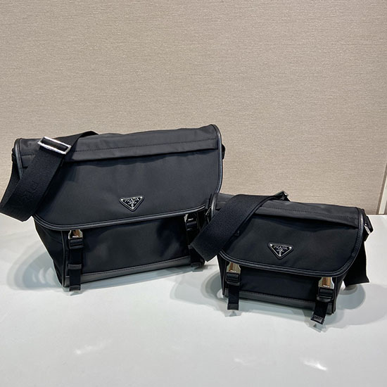 Prada Re-Nylon and leather shoulder bag Black 2VD052