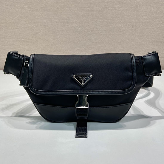 Prada Re-Nylon and leather shoulder bag Black 2VH176