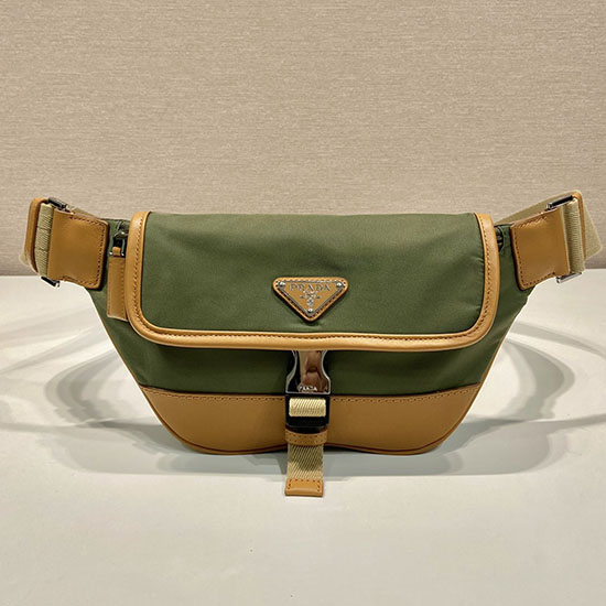 Prada Re-Nylon and leather shoulder bag Green 2VH176