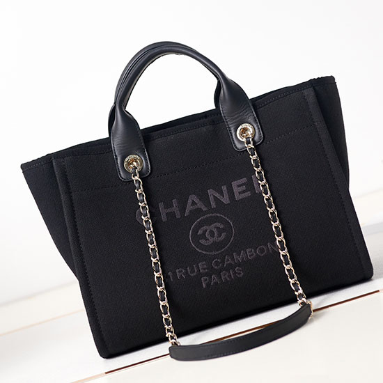 Chanel Deauville Small Shopping Tote Bag AS3257 Black