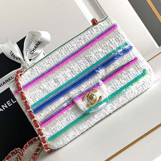 Mini Chanel Classic Handbag White A69900