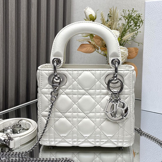 Mini Lady Dior Lambskin Bag White MD0505