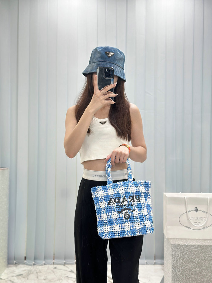 Prada Small Crochet Tote Bag 1BG422 Blue